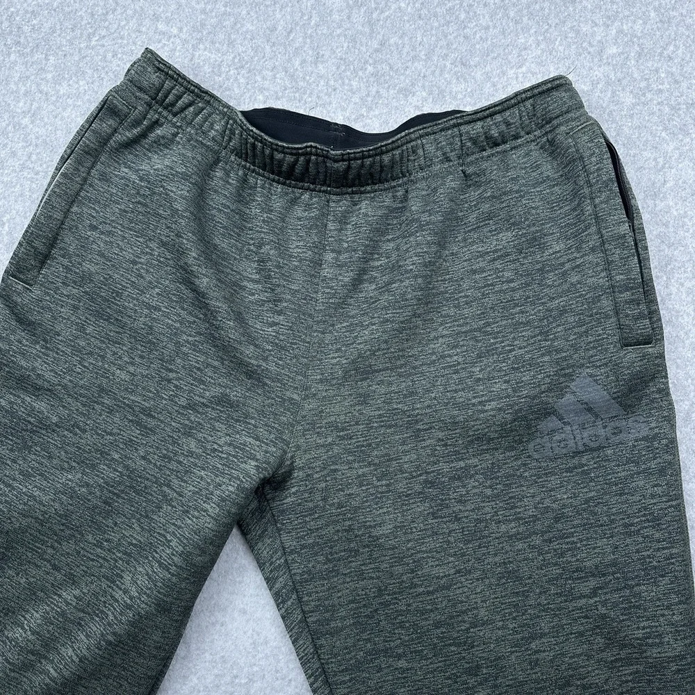 Adidas Team Issue Climawarm Sweatpants Mens Large Green Fleece Stretch Ankle Zip